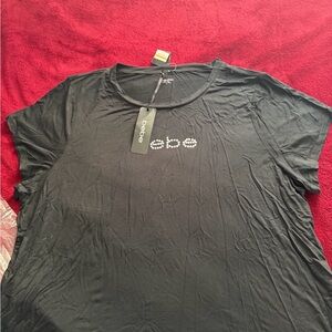 bebe Black Rhinestone Logo Short Sleeve Tee